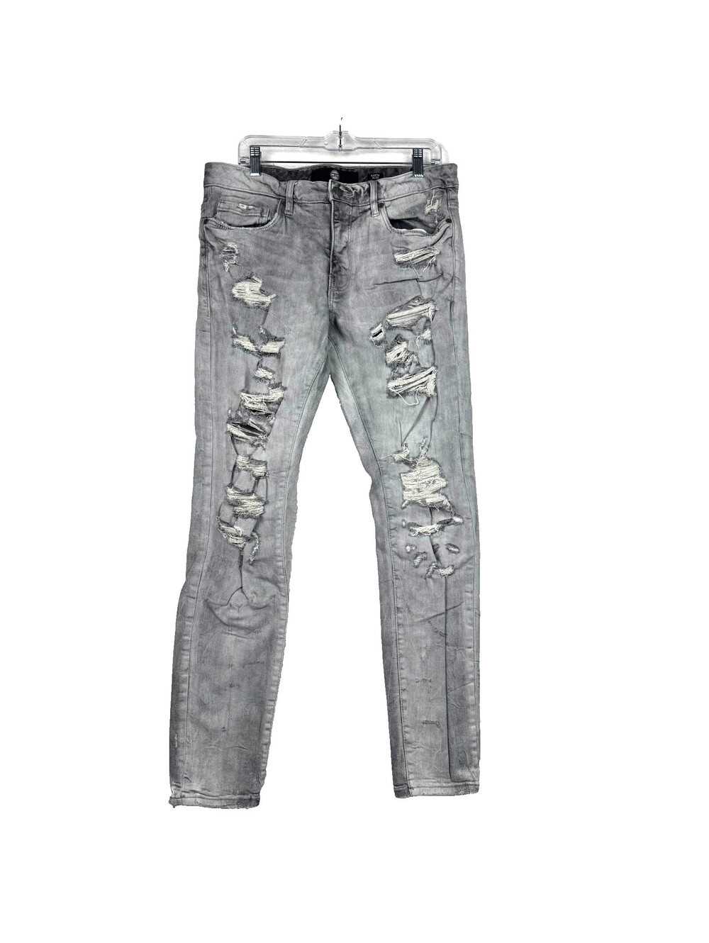 Jordan Craig Martin Mens 34x32 Distressed Skinny Stacked Washed Gray Jeans